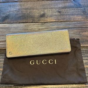 Gucci crackle leather multicolor metallic clutch